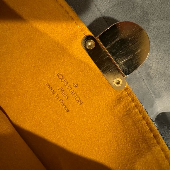 Louis Vuitton Blue Denim Monogram Clutch Push Lock Pochette Plat - Picture 11 of 16